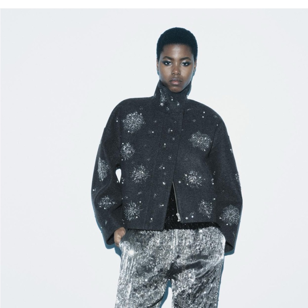 Zara SEQUIN EMBROIDERY JACKET